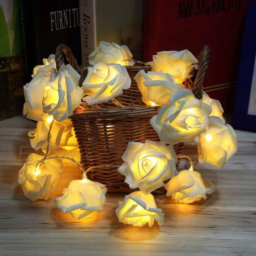 Decorations For Garden Party Wedding Fashion Show Stage LED String Fairy Holiday Lamps Christmas Rose Flower Light
