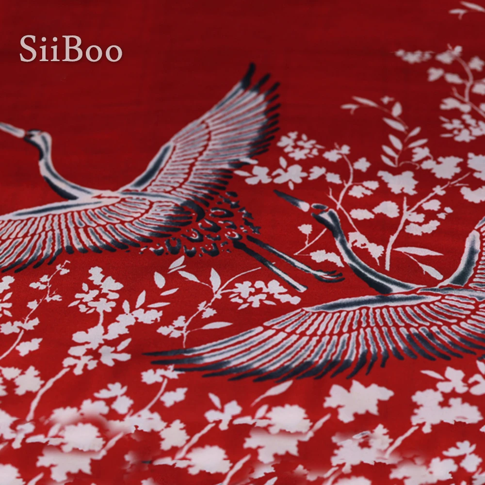 Роскошная красная шелковая ткань из спандекса с цветочным принтом для платья tissu