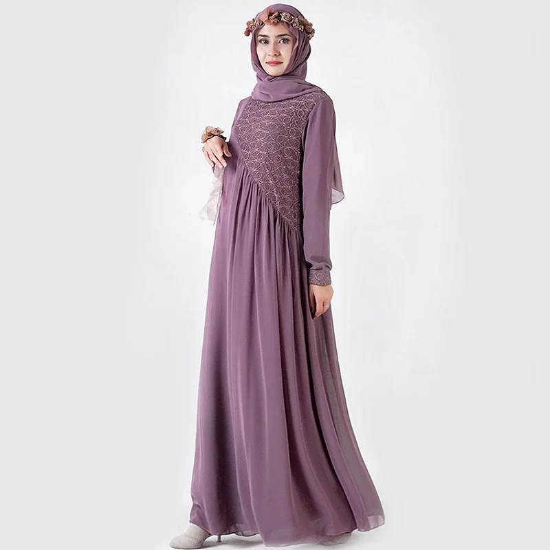 

New Muslim Islamic Turkish Women's Dress Chiffon Lace Robe Ramadan Dubai Abaya Kimono Evening Dress Saudi Arabia Prayer Clothes