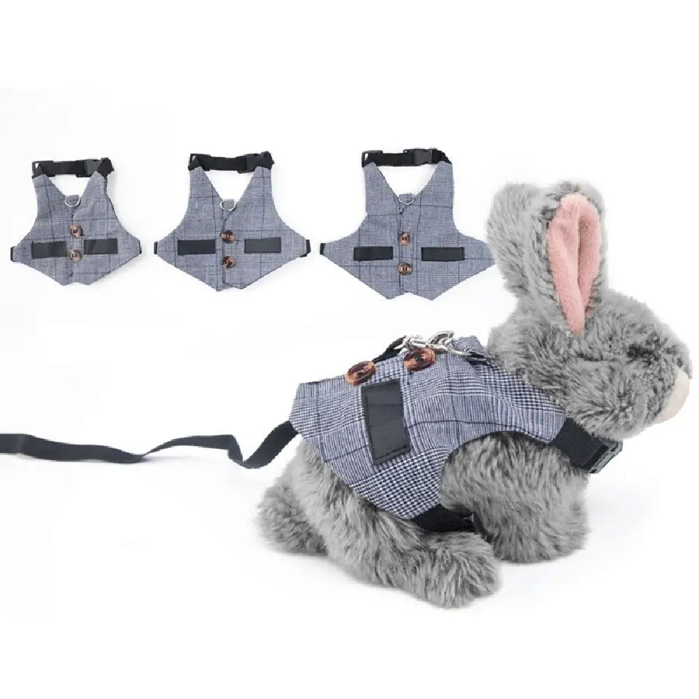 Small Pet Rabbit Harness Gentleman Suit Shape Rabbit Chest Strap Pet Leash Strap Pet Supplies Rabbit Plaid Suit