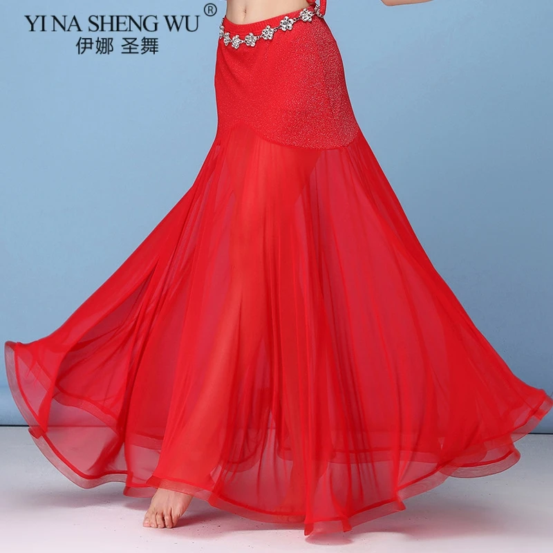 1187 Red Skirt Танцевальный Костюм r, Женская Блестящая одежда для танца живота, летний сексуальный топ с коротким рукавом, юбка для восточных танцев, одежда для танца живота, новая одежда - Цвет: 1187 Red Skirt