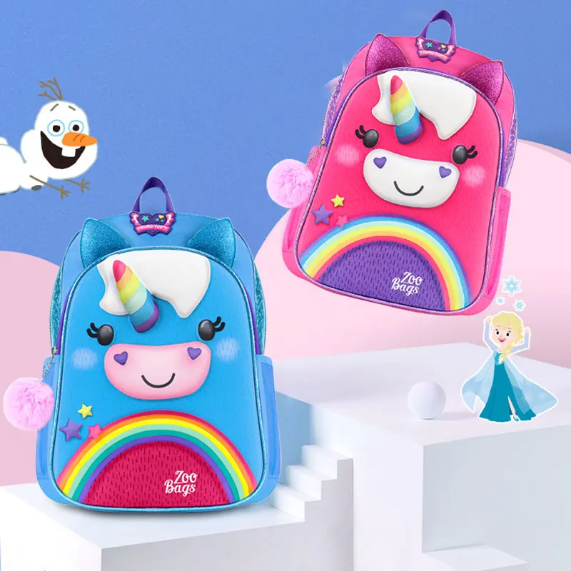Mini Bag for Girl Boy 3D Unicorn Cartoon School Anime Backpack Kawaii Student Glitter Sequin Bag Water Resistant Gift 15.7 Inch