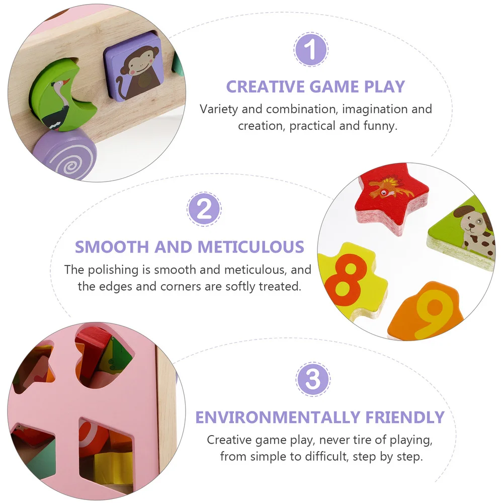 

1 Set Kids Educational Toys Wood Animal Building Blocks Car Matching )