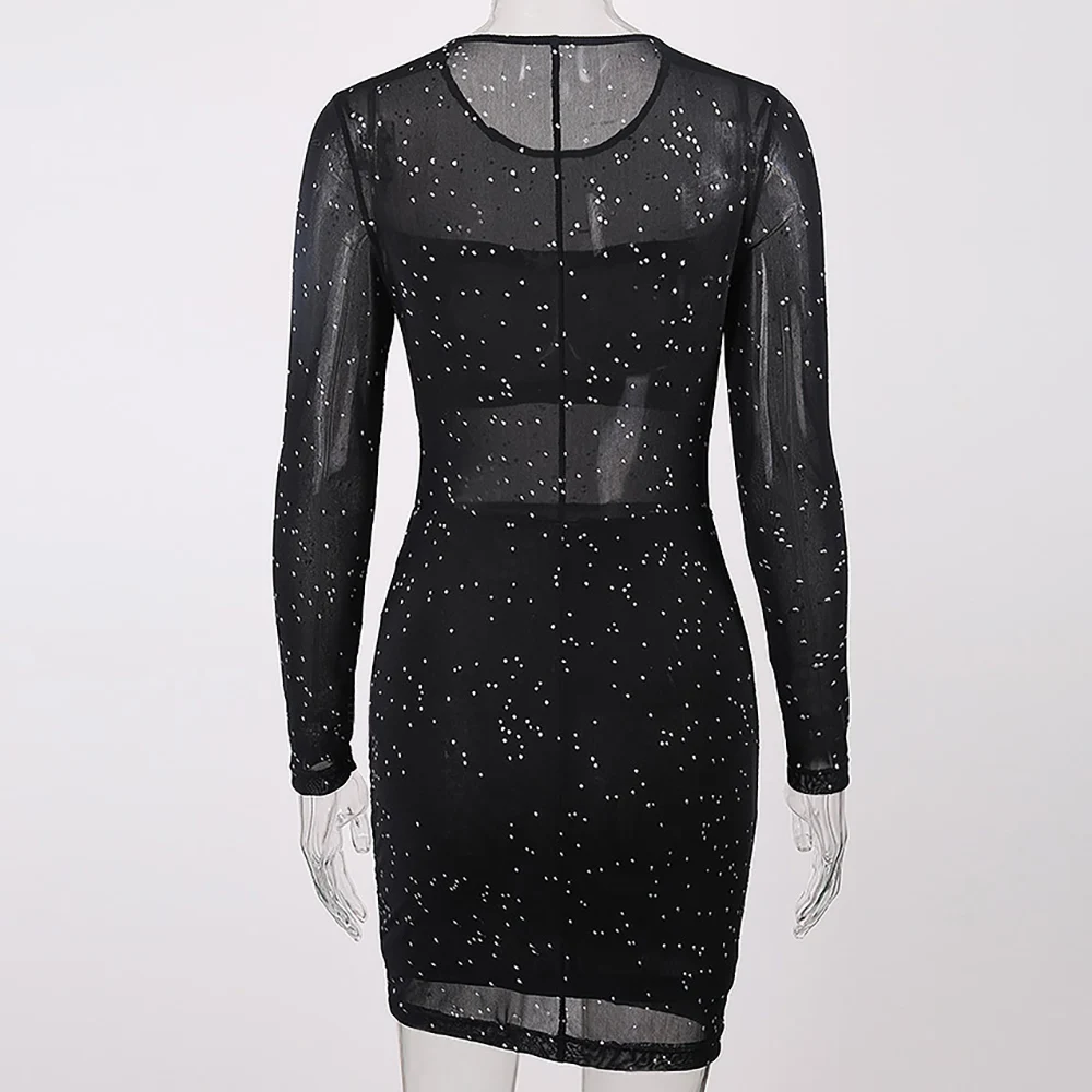Летнее Черное мини платье женское сексуальное блестящее облегающее вечернее