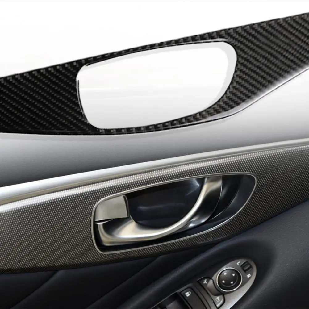 

4Pcs Carbon Fiber Car Door Inner Handle Panel Interior Cover Trim for Infiniti Q50 2014-2020 Car Interior Mouldings