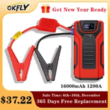 GKFLY High Power 16000mAh 1200A Car Jump Starter 12V Starting Device Power Bank Car Charger For Car Battery Booster Buster LED