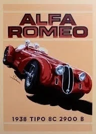 

Alfa Romeo 1938 Car Retro Metal Tin Sign Poster Plaque Garage Wall Decor(Visit Our Store, More Products!!!)
