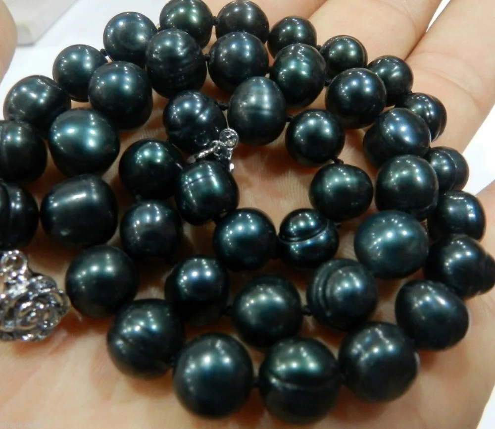 

NEW GENUINE 7-8MM BLACK NATURAL TAHITIAN PEARL NECKLACE 18''