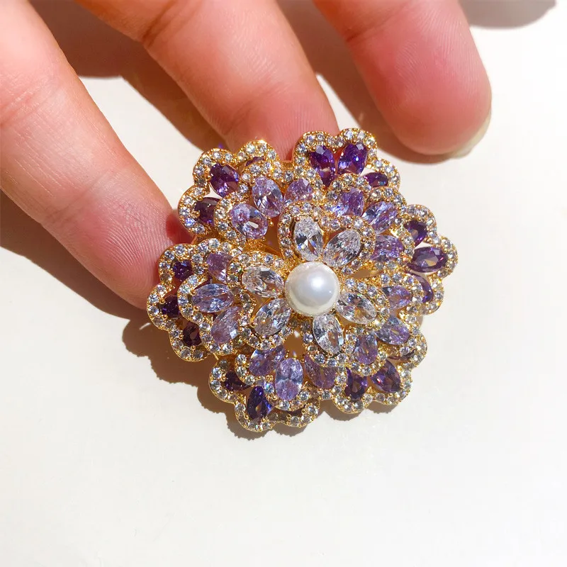 Ekopdee 2021 Новые Модные Роскошные Броши с цветком из циркония для женщин Изящные