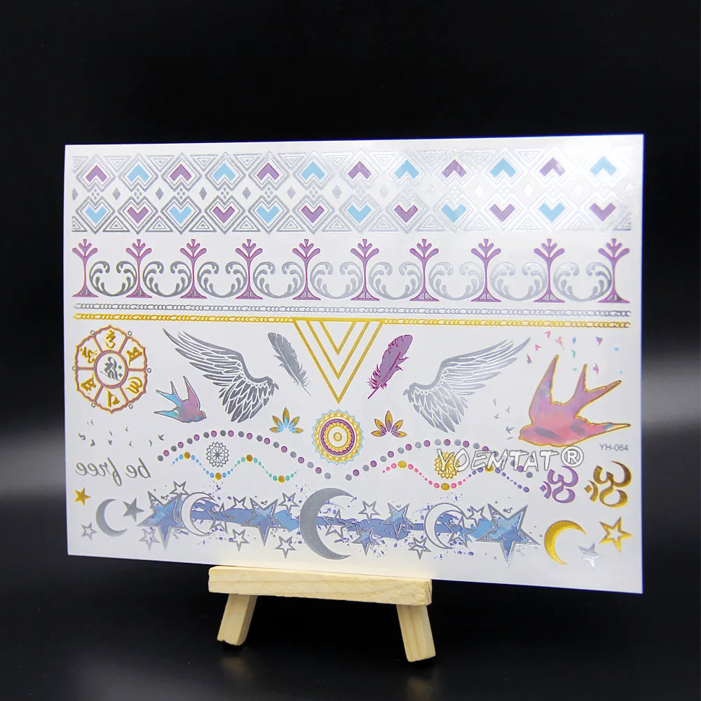 Золотые розовые серебряные слоны Временные татуировки наклейки для женщин детей