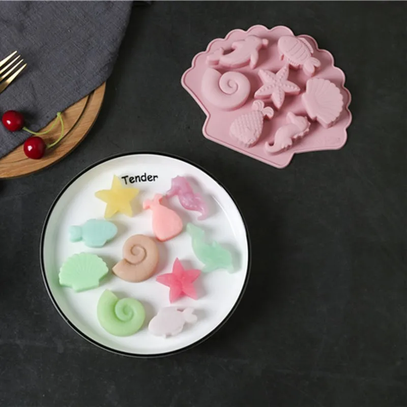 JO LIFE Cartoon Sea Scallop Cake Decoration Tool Silicone Fondant Chocolate Jelly Mold | Дом и сад