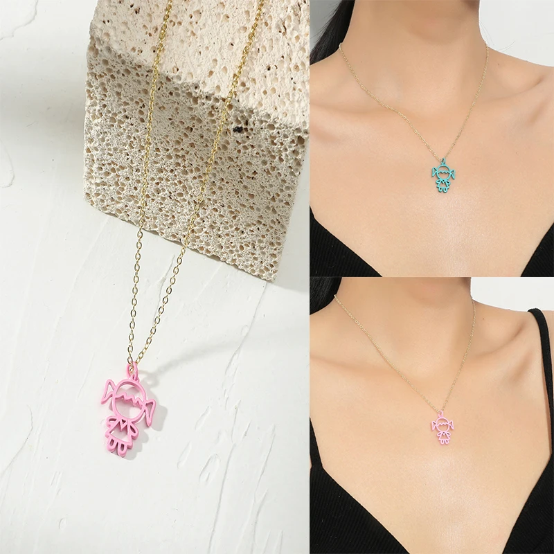 Cute Humanoid Doll Necklace Doll Pendant 2021 New Trend Girl Boy Women Fashion Party Jewelry Accessories Gift
