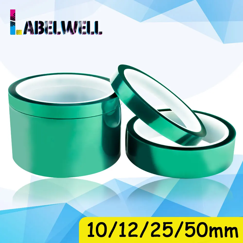Labelwell 4x зеленая ПЭТ термостойкая высокотемпературная лента 10/12/25/50 мм подходит