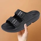 Мужские пляжные сандалии, летние, повседневные, Нескользящие, с регулируемым ремешком и пряжкой, из ЭВА, утепленные, большие размеры 36-46, 2021