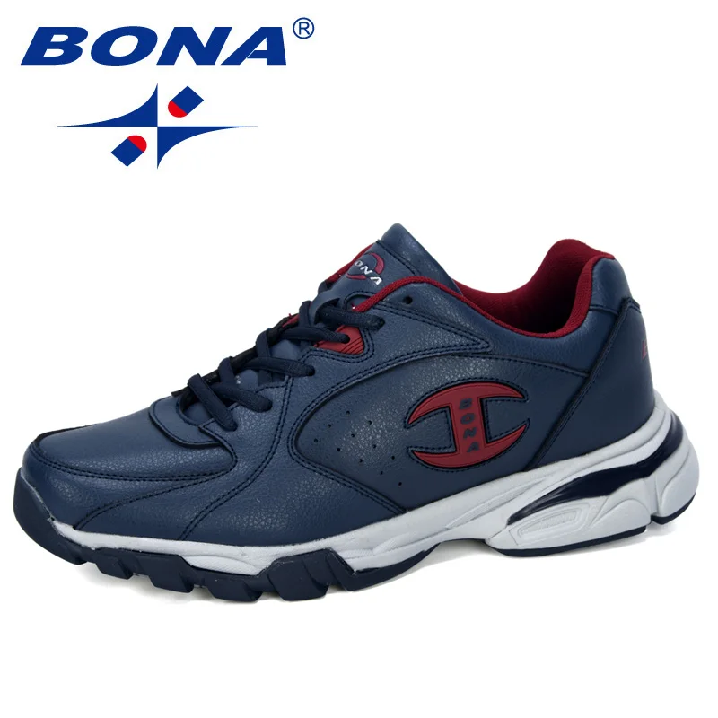 Deep blue dull red BONA/ Новые популярные спортивные ботинки мужские кроссовки Zapatos Corrientes De Verano chaussure homme Marque Zapatos De Mujer, модные - Цвет: Deep blue dull red