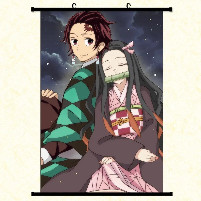 

Canvas Demon Slayer Home Decoration Yaiba Wall Art Tanjirou Painting Nezuko Plastic Hanging Scrolls Print Modern Picture Poster