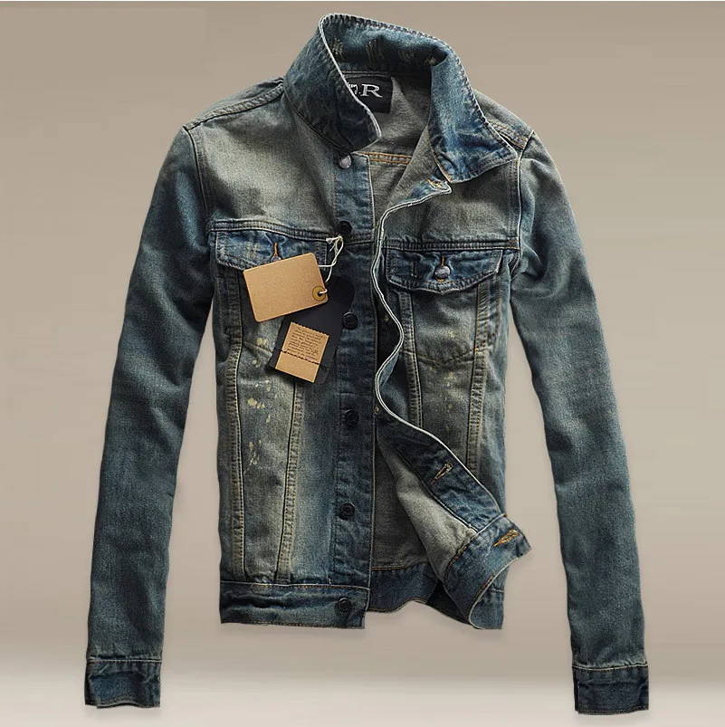 

Autumn Men's Denim Jacket Vintage Lapel Single Breasted Pocket Decoration Washable Personality Fashion Male Coat