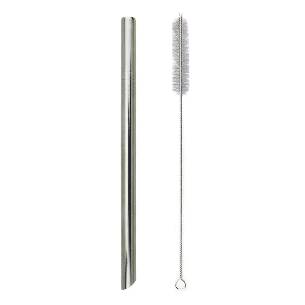 silver 1pc 1/2pc 304 Нержавеющая сталь 12 мм соломинкой многоразовые металлическая соломинка острые верхние пузырь Чай Коктейльные трубочки вечерние с чистящая щетка - Цвет: silver 1pc