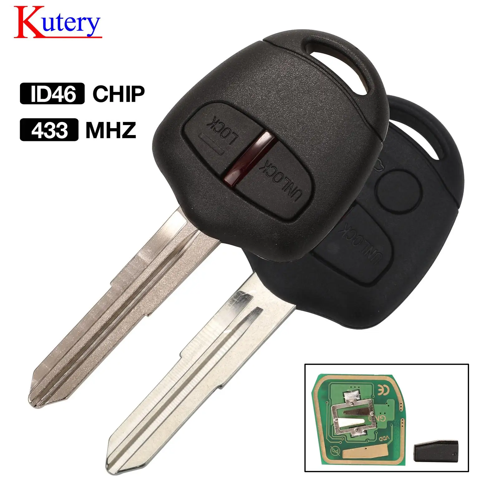 

Kutery 2/3 Buttons 434MHZ ID46 Chip Remote Control Car Key Fob For Mitsubishi Lancer Outlander Shogun Pajero MIT11 Blade