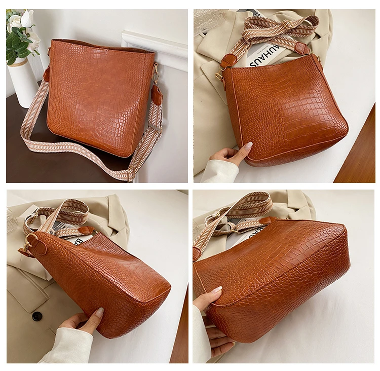luxury design women leather handbags big capacity women tote bags crocodile pattern women big top handle handbags 2 set handbags free global shipping