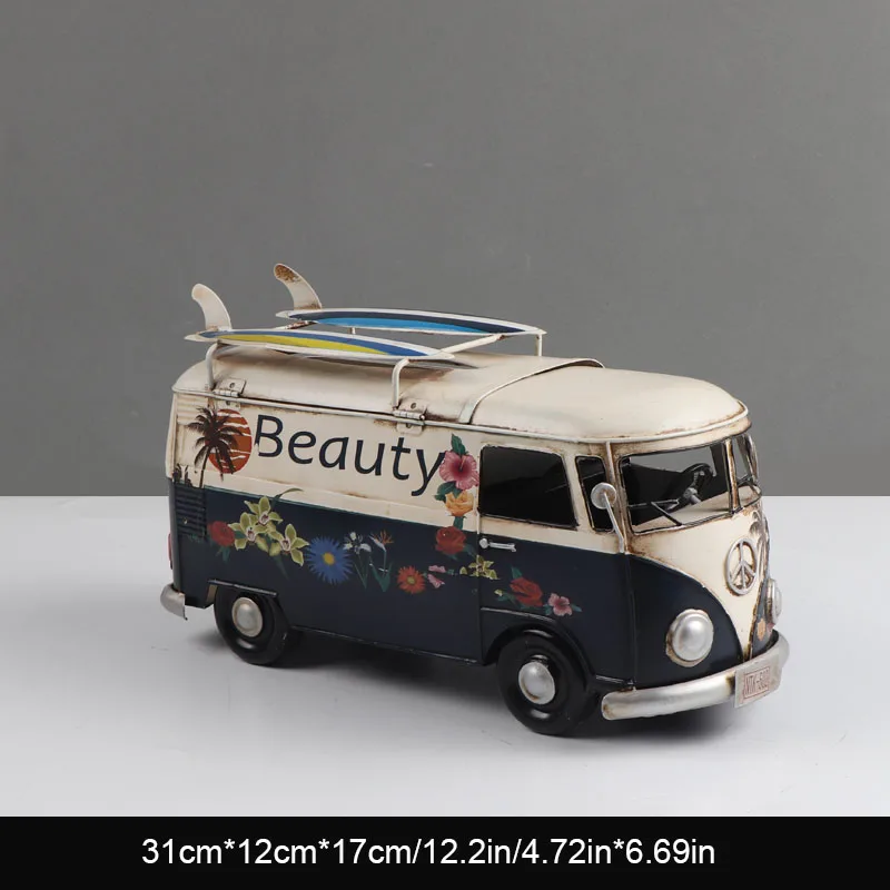

Nordic Creative Retro Multicolor Metal Bus Model Car Tissue Box Sculpture Ornaments Living Room Wine Cabinet Decor Crafts Gifts