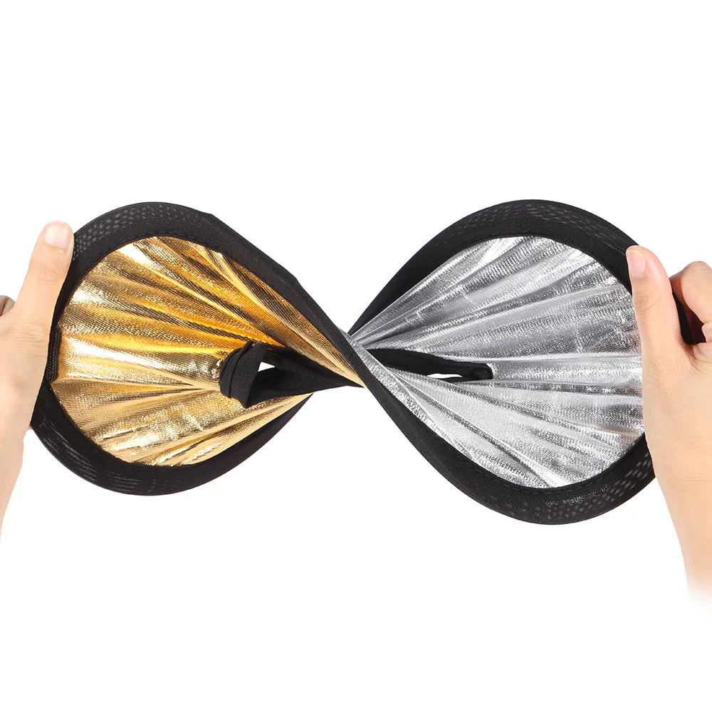 Andoer 30cm 2in1 Round Hollow Collapasible Multi-Disc Portable Circular Light Lens-Mount Reflector Silver Golden | Электроника