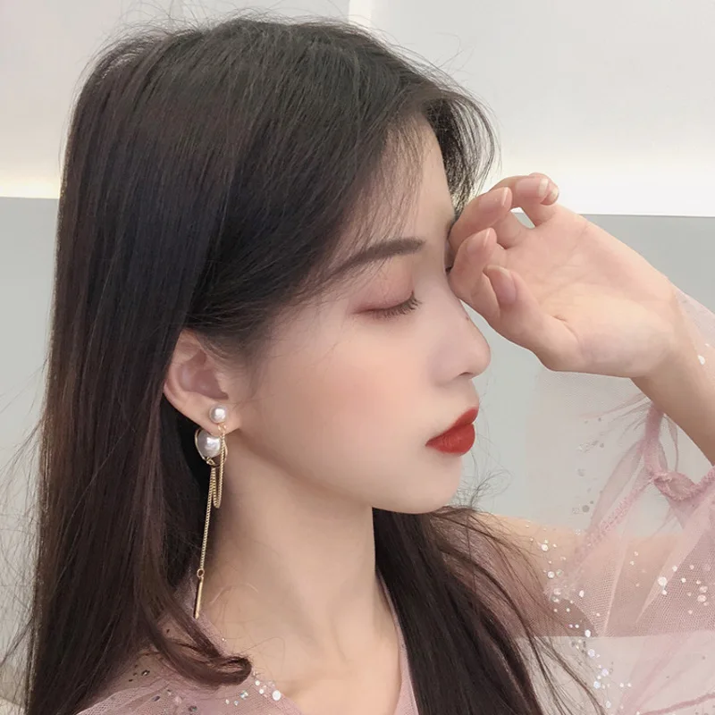 Модные корейские длинные висячие серьги люкс для женщин офисные женские с