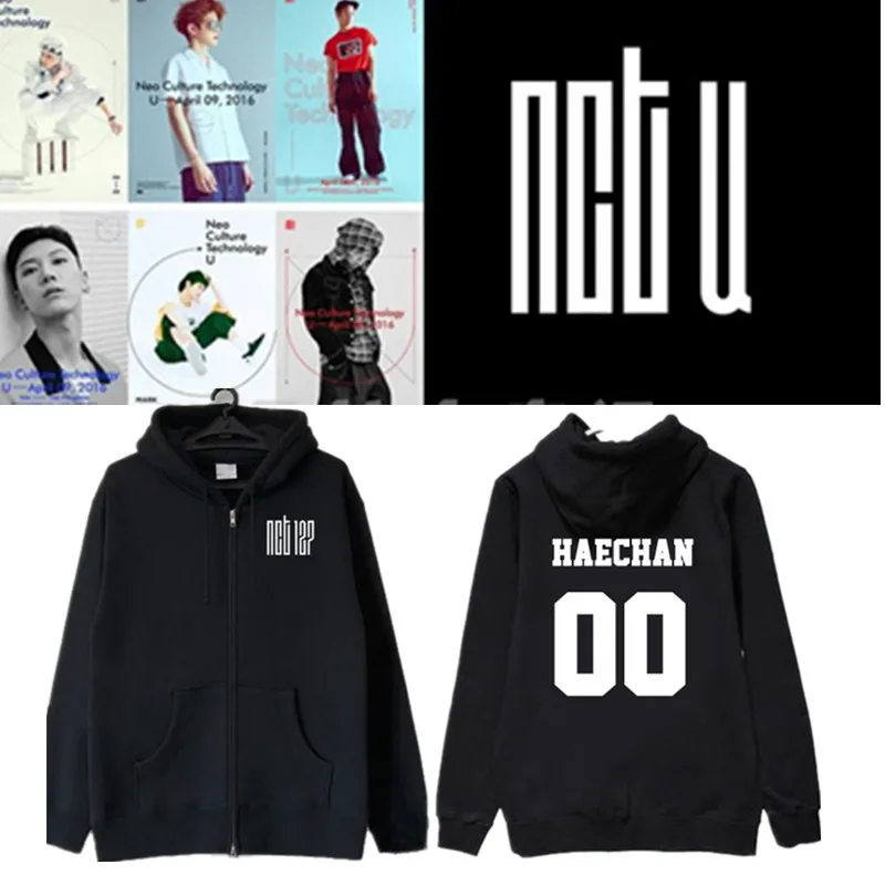 

New Arrival Kpop New Idol Nct U Nct 127 Member Name Printing Zipper Jacket Unisex Hoodie Fleece Sweatshirts TEN MARK Pullovers