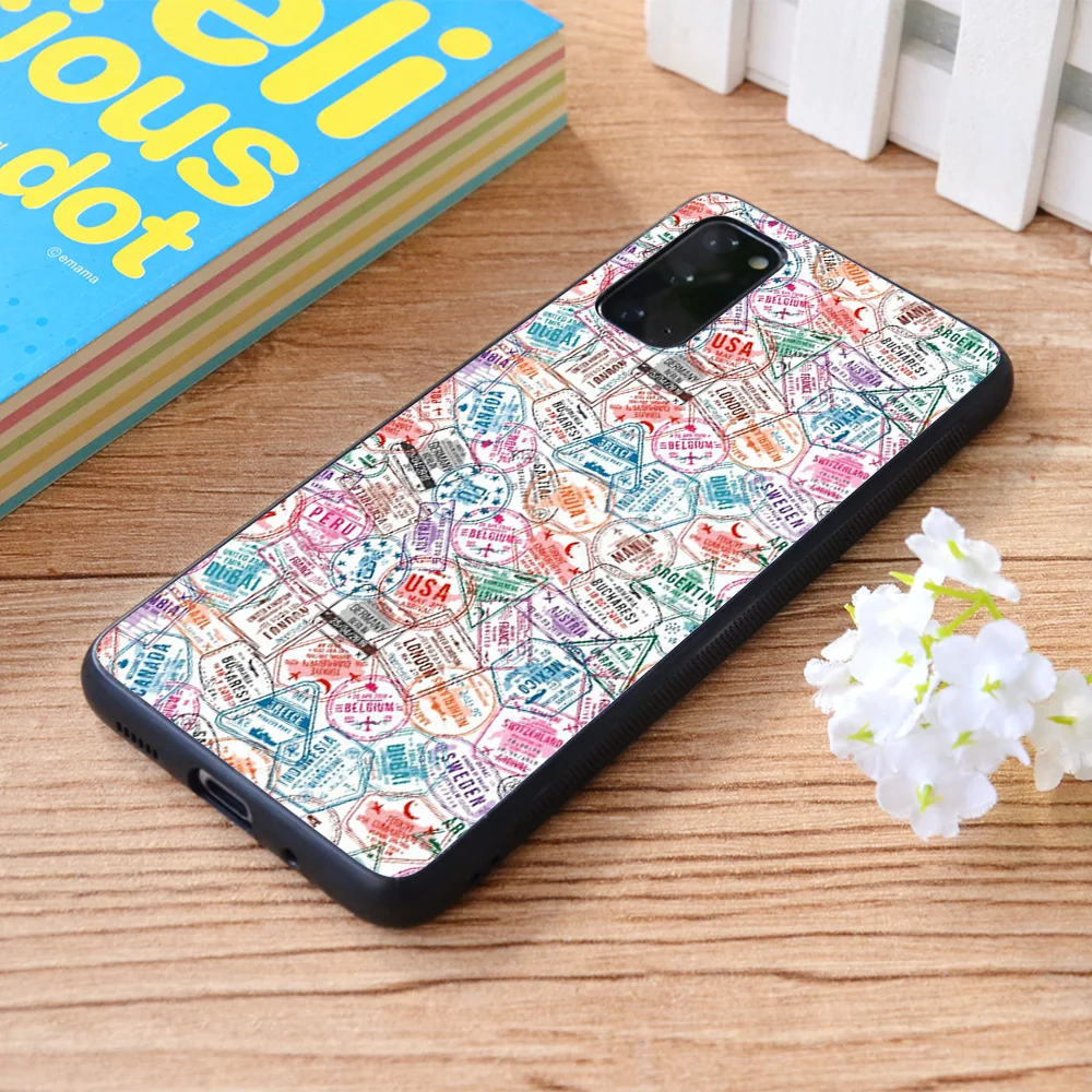 

For Samsung Galaxy Passport stamps Soft TPU border Samsung Galaxy Case