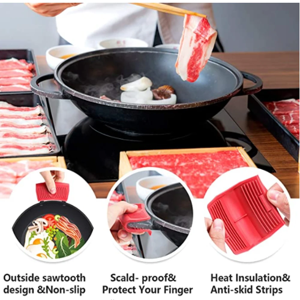 Силиконовые горячая ручка держатель чугунные ручки крышки 6 шт. помочь прихватка