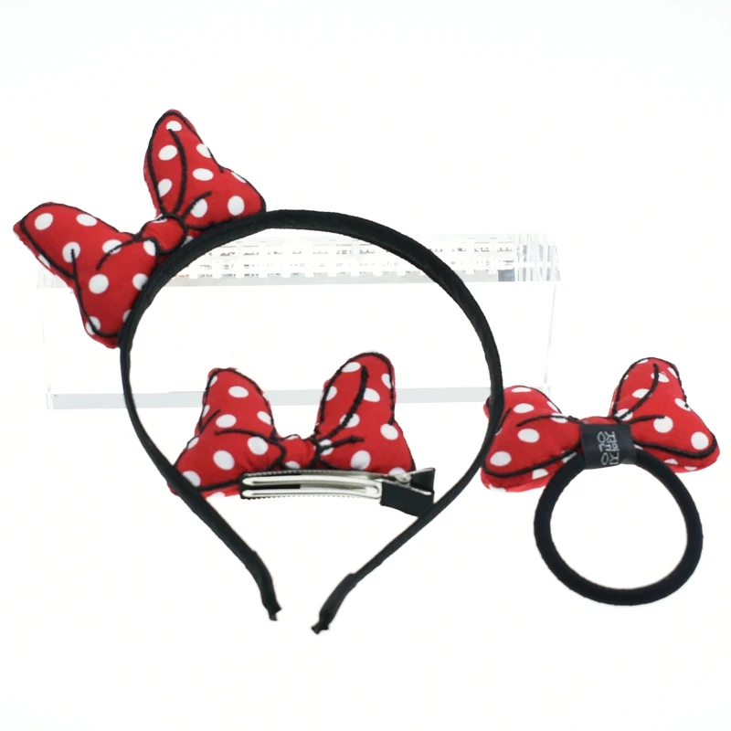 Набор головных уборов в горошек с бантом и ушками тканевая повязка на голову