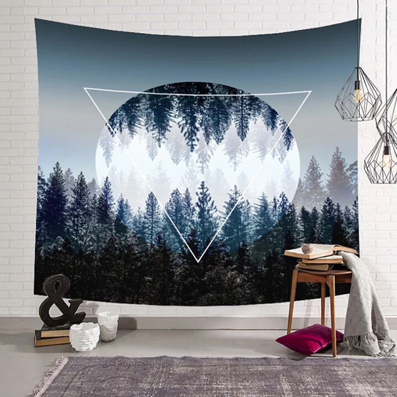 

Блестящий ночной Прочный Настенный красивый лес звездное небо природный пейзаж узор гобелен для спальни домашний декор искусство