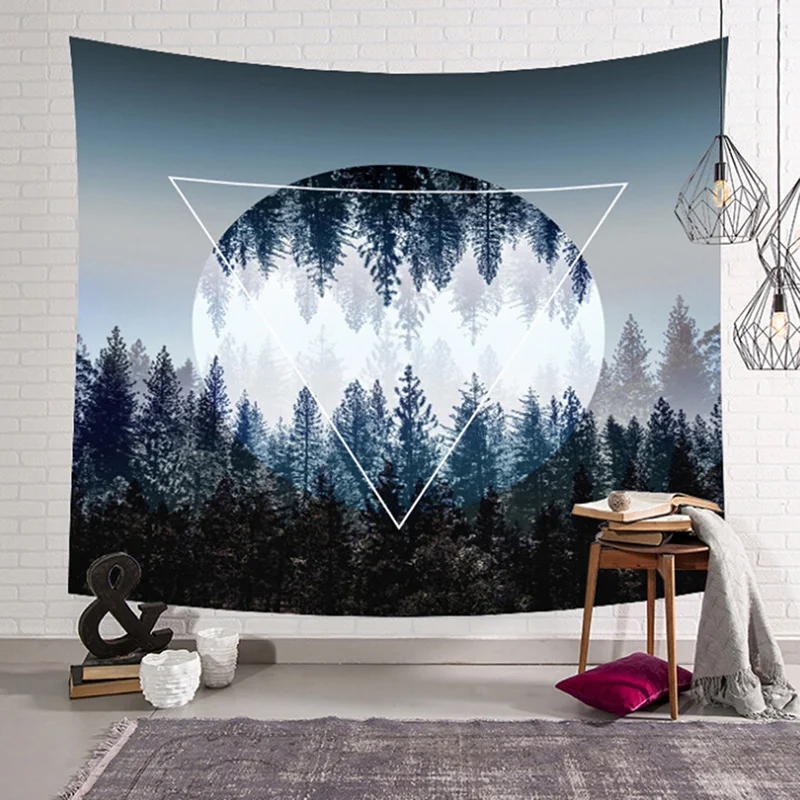 Shiny Night Durable Wall Hanging Beautiful Forest Starry Sky Natural Scenery Pattern Tapestry Bedroom Home Decor Art | Дом и сад