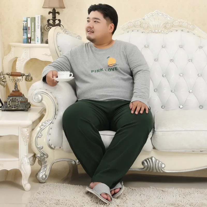 Мужской осенне-зимний хлопок 5XL XL пижамный комплект с круглым вырезом пуловер Пижама Костюм