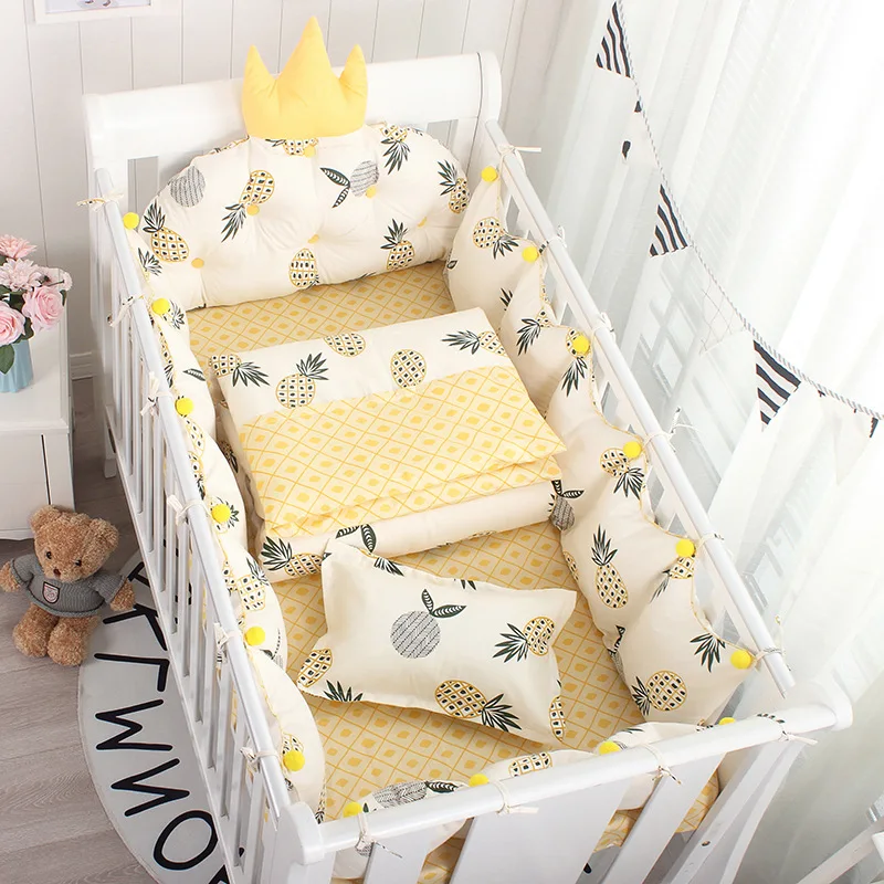 

5Pcs Set Nordic Crown Cushion Wavy Dot Cot Bumper For Newborn Babies Cotton Bed Side Around Proctector Kids Bedroom Decoration