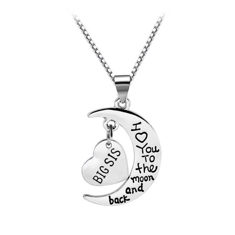 Big Little Middle Baby Sister Necklace I LOVE YOU TO THE MOON AND BACK Fashion Jewelry Women Christmas Gifts Pendants | Украшения и