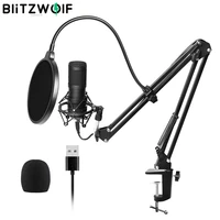blitzwolf bw cm2 condenser microphone usb microphone audio dynamic system kit cantilever bracket anti spray net set sound record