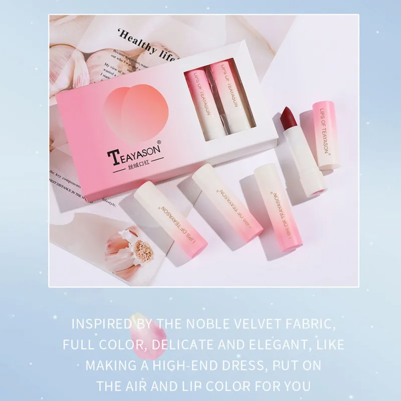 Матовая красная персиковая губная помада в стиле ретро 6 цветов водостойкая для