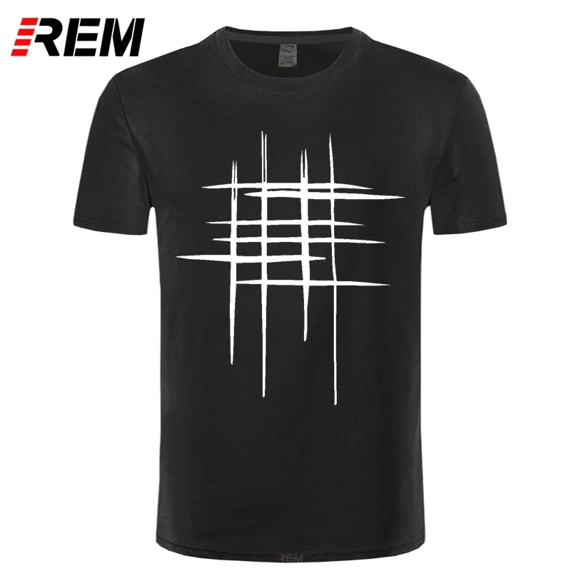 

REM Simple creative design line cross Print T Shirts Men's New Arrival Summer Style Short Sleeve Men t-shirt O-Neck Hip Hop