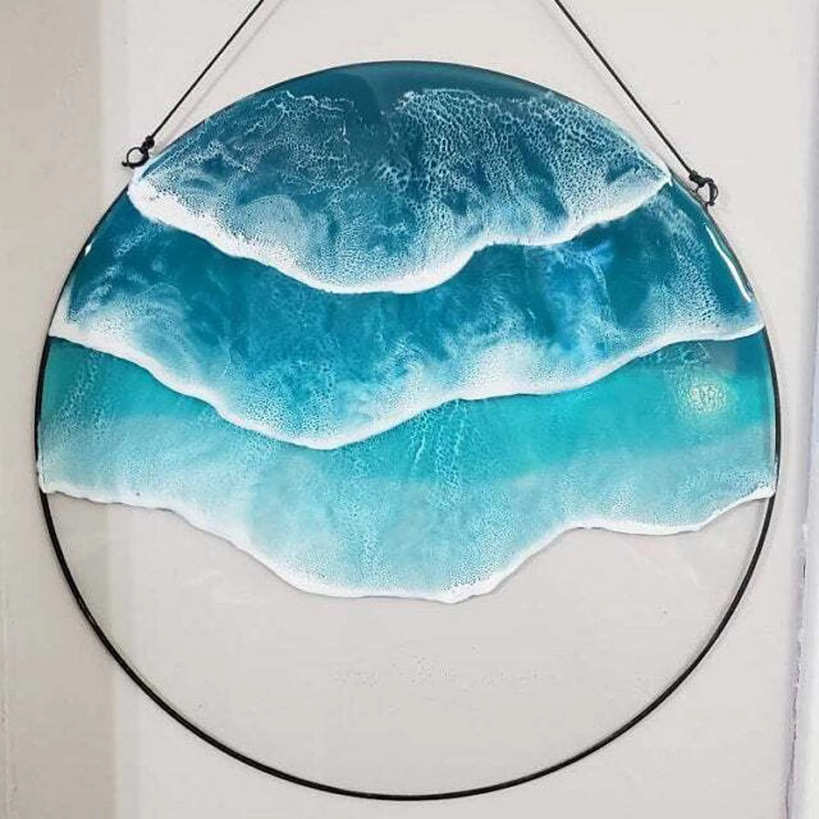 Океан настенная волнистая Высокая витража акриловое украшение стеклянная