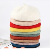 visrover 2020 12 colorway new winter plain beret cashmere real wool solid color berets hat woman stripe hat cap gift wholesale