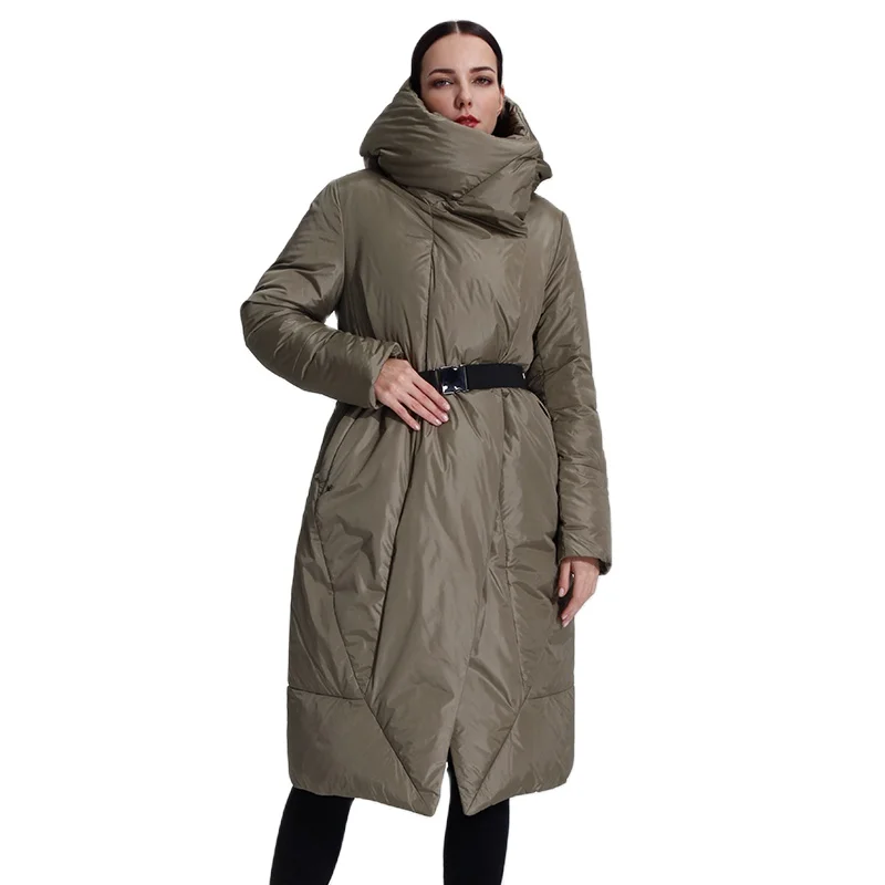 New Women Down Jacket Long Parka Female Hooded Quilted Coat Puffer Clothes Outwear High Quality Warm Windproof Office Lady18-253