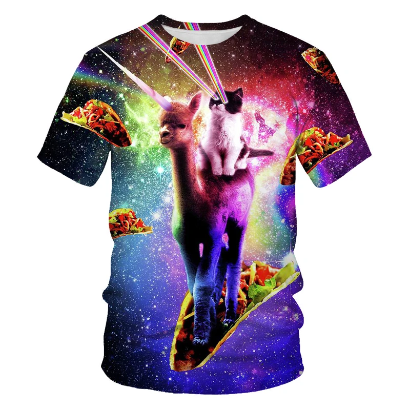

2021 summer new men's 3DT shirts cute cat series 3D digital printing men and women couples fashion cool loose T-shirts