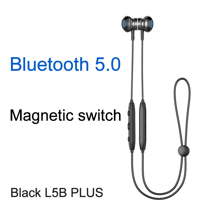 Langsdom спортивные bluetooth-наушники L5B, портативные, супер бас, стерео, игровая гарнитура, Hi-Fi, шейные наушники L5 с микрофоном для музыки - Цвет: Black L5C Magnetic