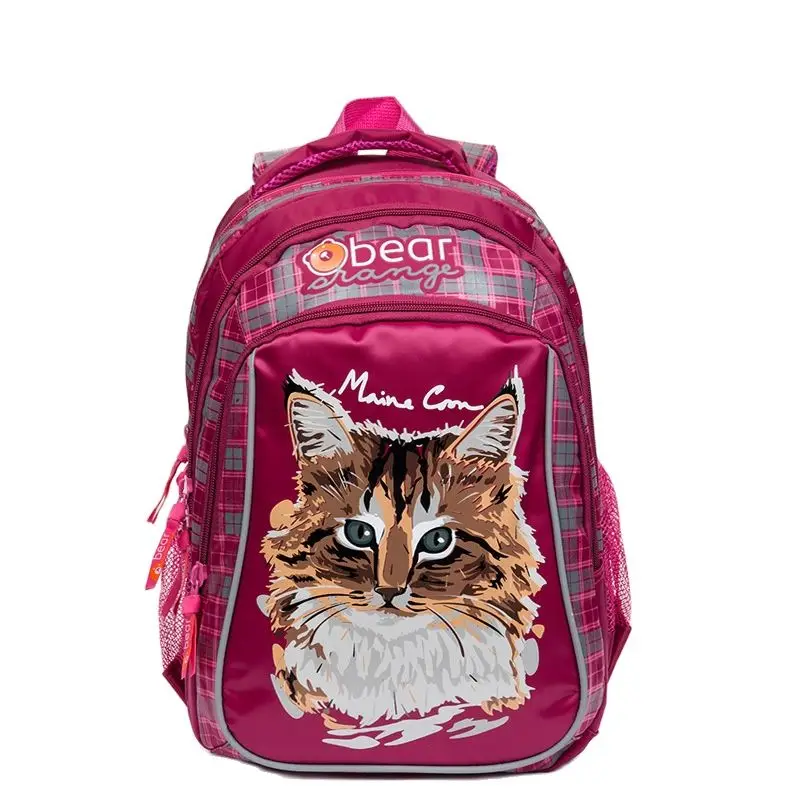 Children School Backpacks for Girls School Bags Cartoon Cute Cat Waterproof Orthopedic Knapsack Primary Grade 1-6 Schoolbag