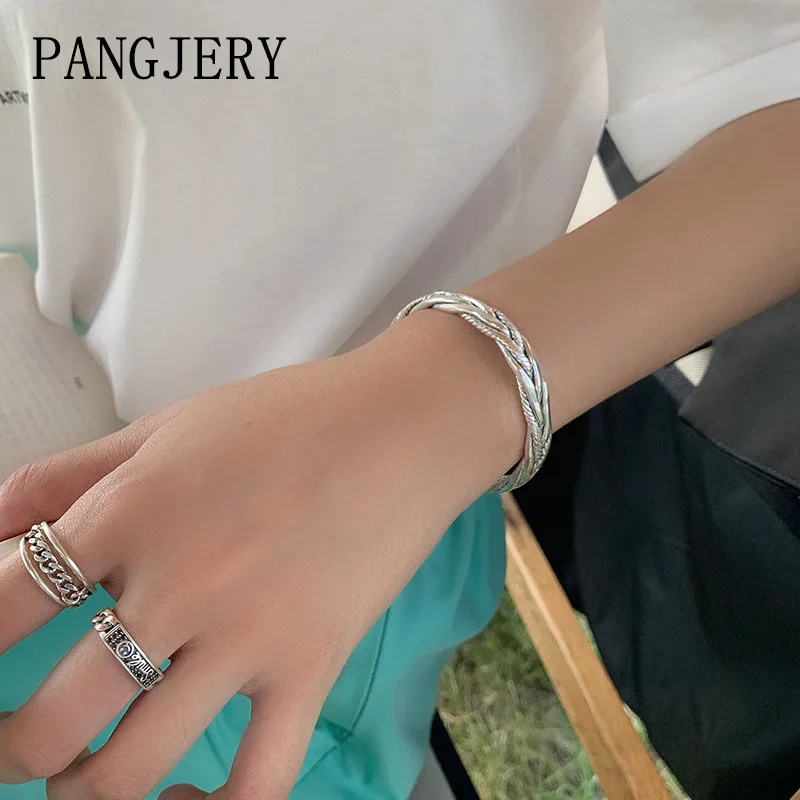 

Женский плетеный браслет PANGJERY, креативный винтажный темпераментный браслет со штампами, ювелирные изделия в Подарок на годовщину, 925