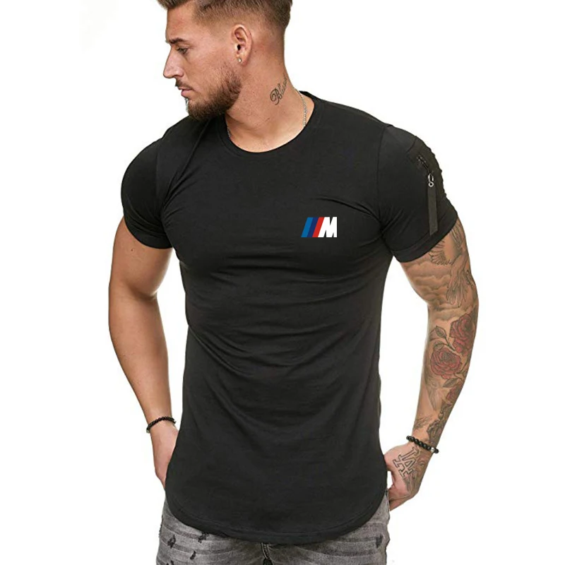 

Новинка лета 2021, футболка BMW, модный топ из чистого хлопка, повседневная мужская Спортивная футболка с коротким рукавом и круглым вырезом в с...