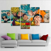 dragon ball 5 panel canvas painting son goku vs vegeta wall art poster prints modern living room home decor dragon ball fan gift