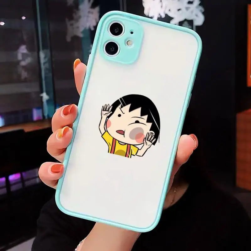 

Chibi Maruko anime cute girl Phone Cases matte transparent For iphone 7 8 11 12 plus mini x xs xr pro max luxury brand cover