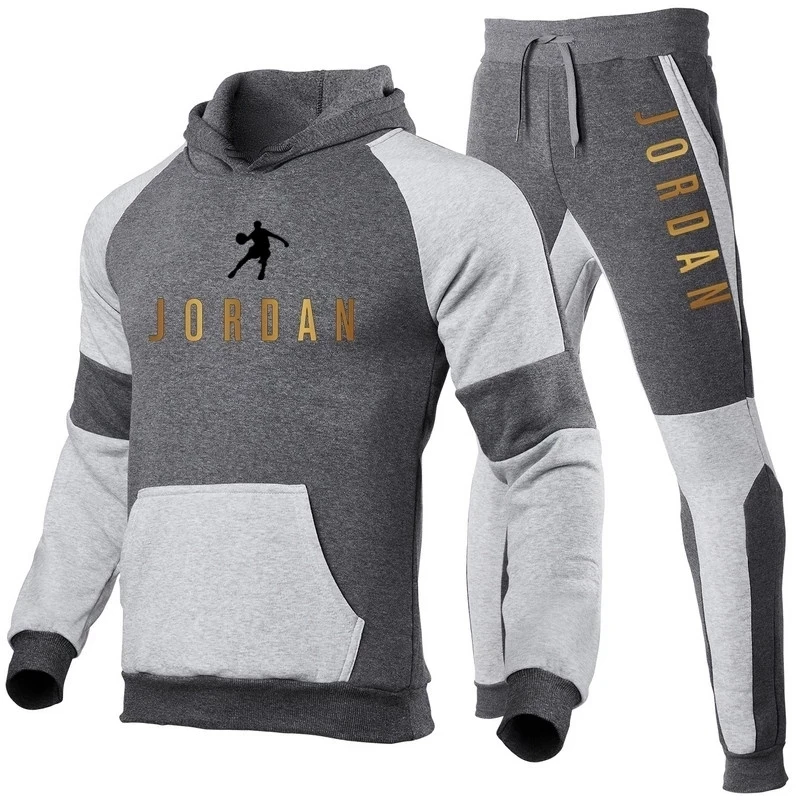 

Men's fall/winter sports sweatshirt hoodie suit outdoor leisure brand sweatshirt running basketball selling two pieces